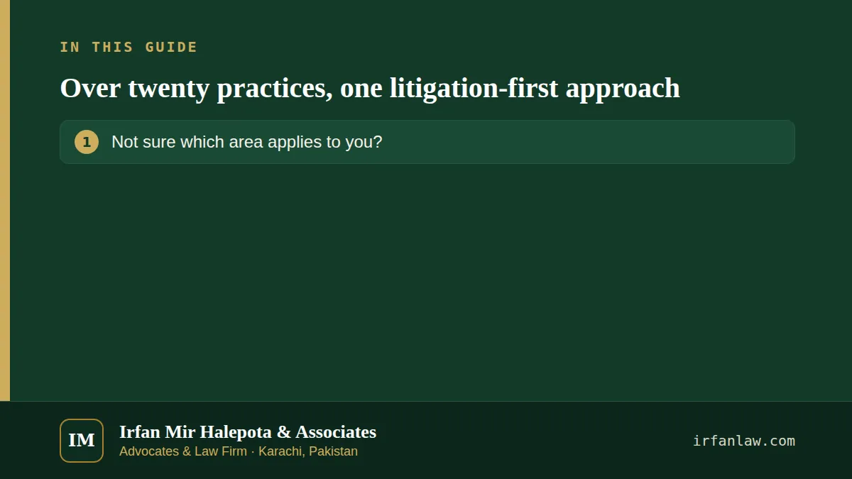 Over twenty practices, one litigation-first approach: what this page covers — Not sure which area applies to you?