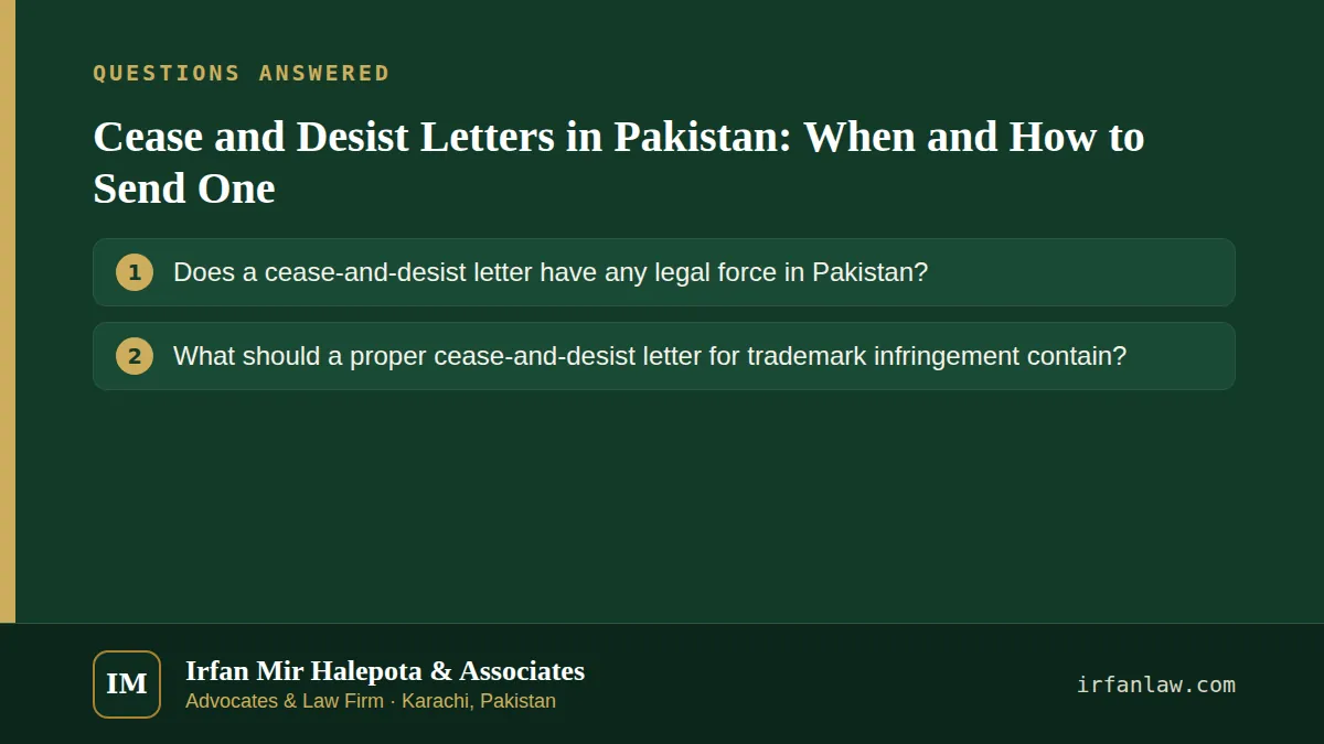 Cease and Desist Letters in Pakistan: 2 common questions answered