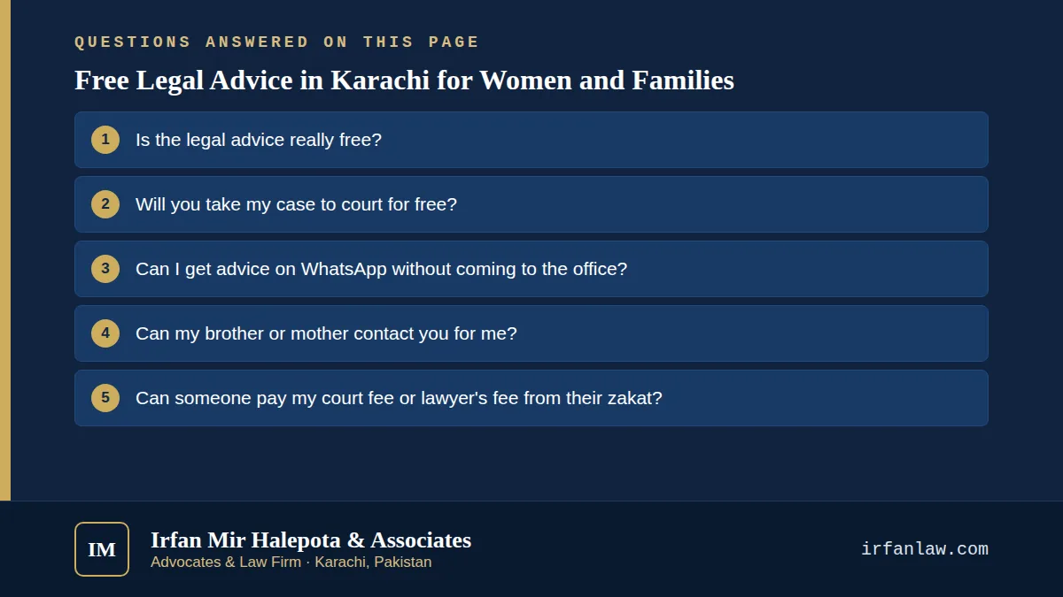 Free Legal Advice in Karachi for Women and Families: 6 questions answered, including “Is the legal advice really free?”