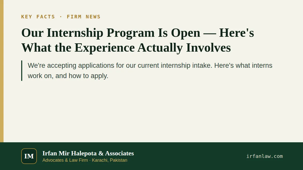 Key facts on Our Internship Program Is Open — Here's What the Experience Actually Involves: We're accepting applications for our current internship intake.