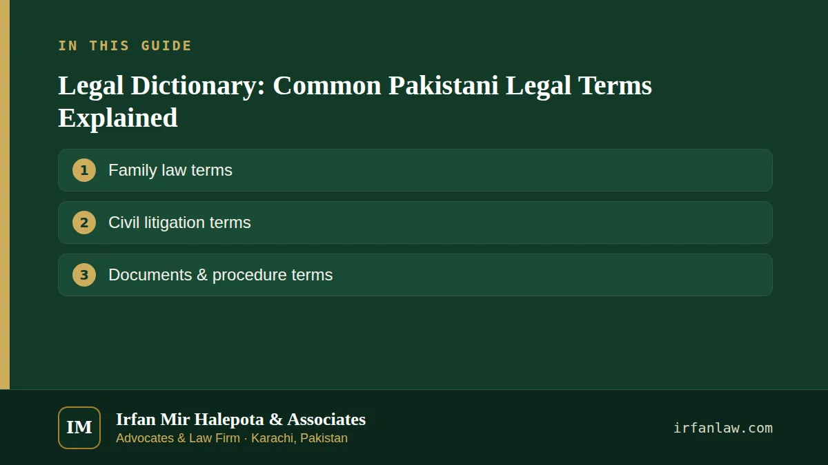 Legal Dictionary: overview of the 3 sections on this page