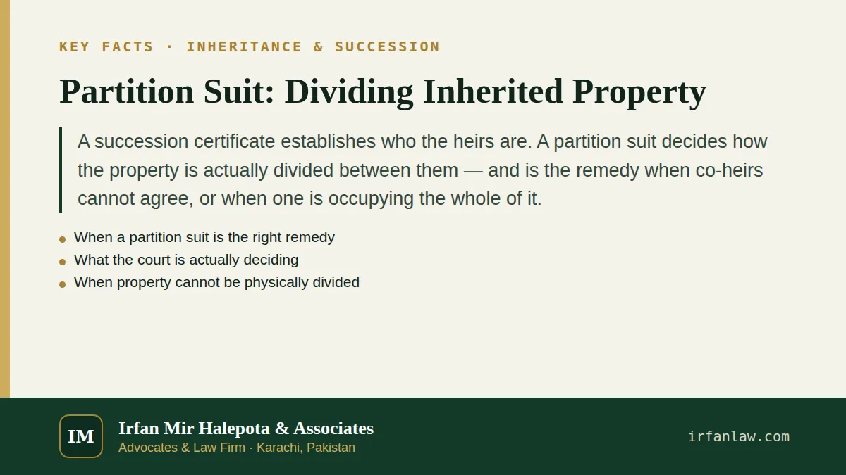 Key facts on Partition Suit: Dividing Inherited Property: A succession certificate establishes who the heirs are.