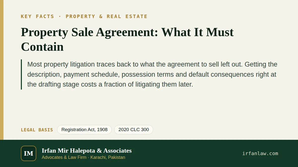 Key facts on Property Sale Agreement: What It Must Contain: Most property litigation traces back to what the agreement to sell left out.
