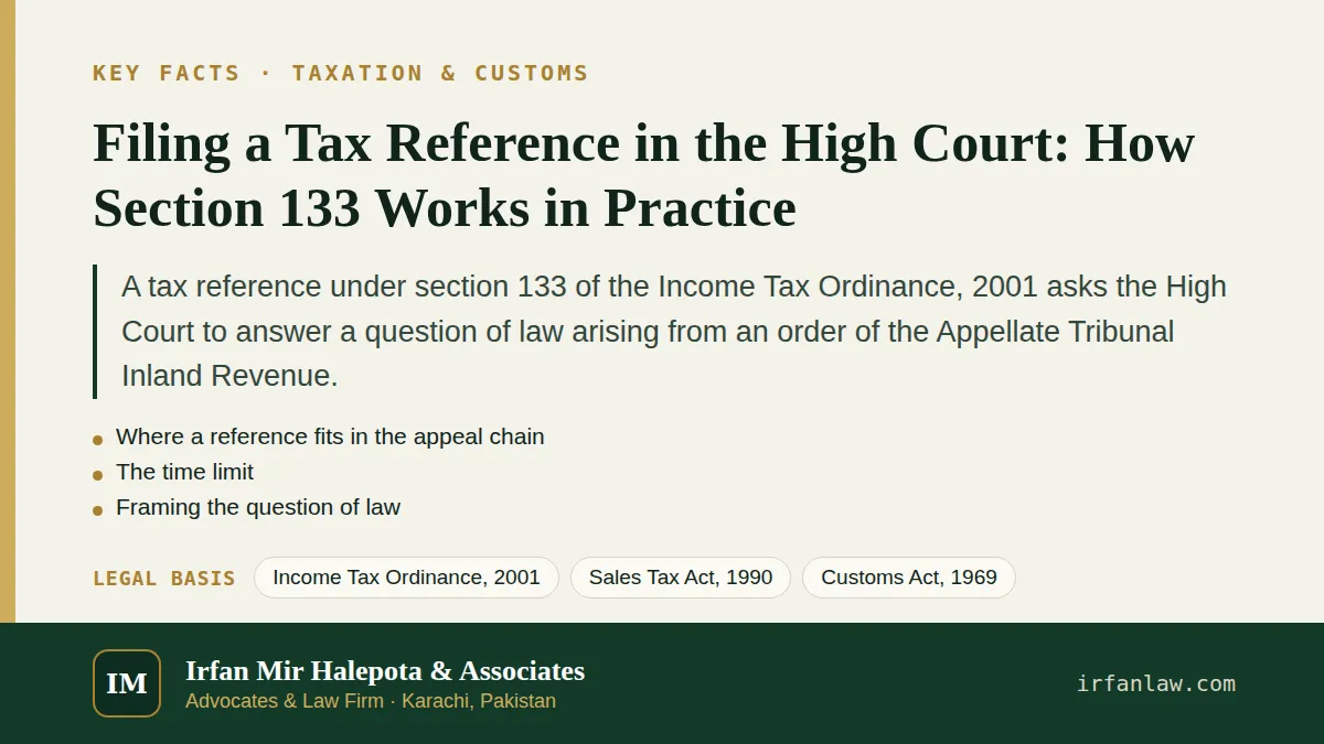 Filing a Tax Reference in the High Court: key facts in brief, citing Income Tax Ordinance, 2001