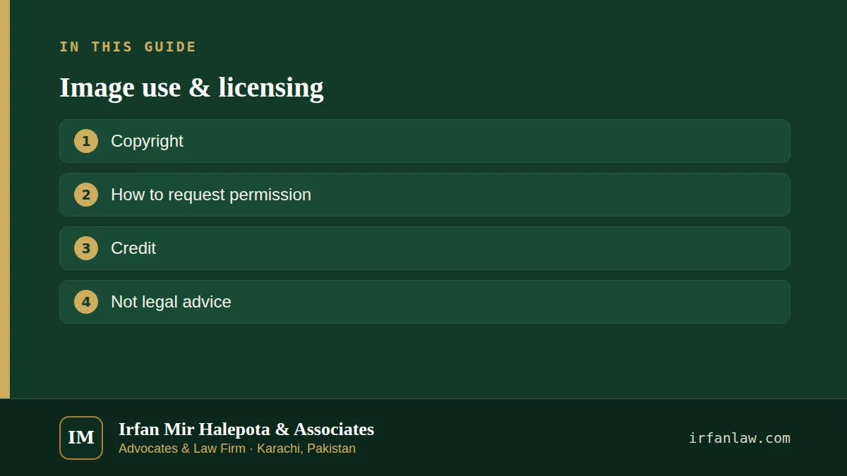 Image use & licensing: overview of the 4 sections on this page
