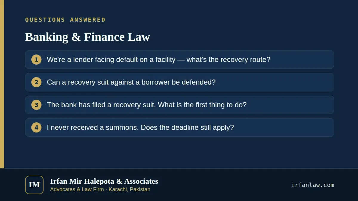 Banking & Finance Law: 4 questions answered, including “Can a recovery suit against a borrower be defended?”