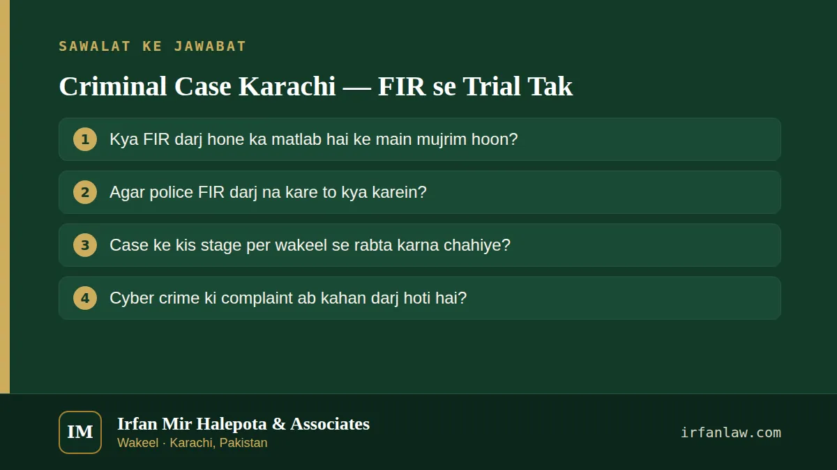 Criminal Case Karachi — FIR se Trial Tak: 4 aam sawalat ke jawabat, maslan “Agar police FIR darj na kare to kya karein?”