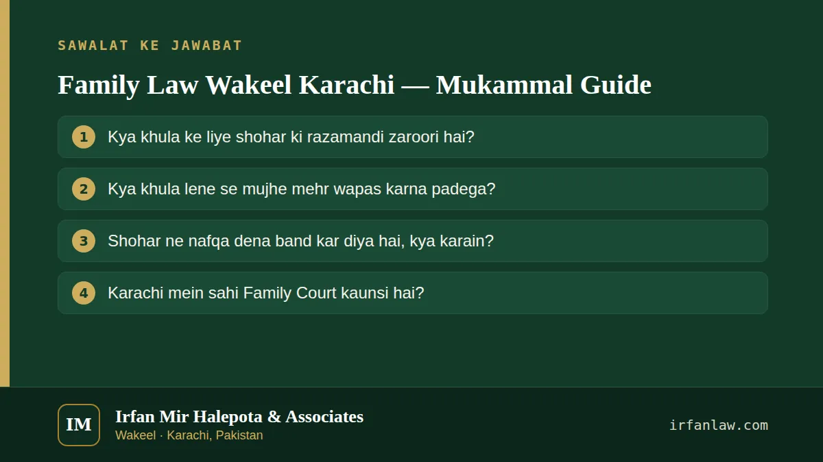 Family Law Wakeel Karachi — Mukammal Guide: 4 aam sawalat ke jawabat, maslan “Karachi mein sahi Family Court kaunsi hai?”