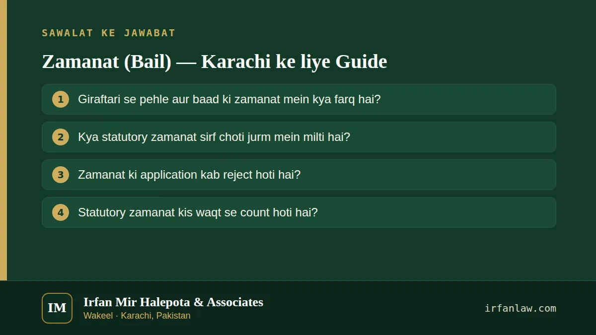 Zamanat (Bail) — Karachi ke liye Guide: 4 aam sawalat ke jawabat, maslan “Zamanat ki application kab reject hoti hai?”