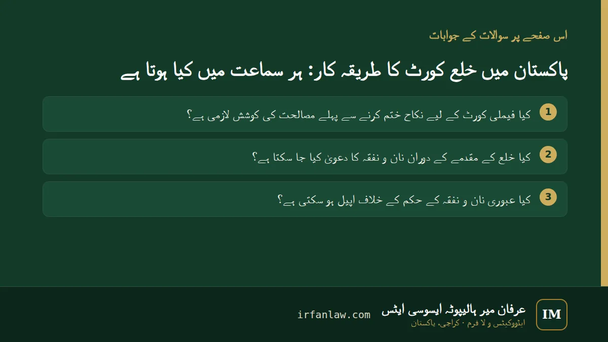 پاکستان میں خلع کورٹ کا طریقہ کار: 3 عام سوالات کے جوابات، مثلاً “کیا عبوری نان و نفقہ کے حکم کے خلاف اپیل ہو سکتی ہے؟”