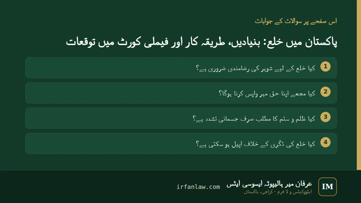 پاکستان میں خلع: 4 عام سوالات کے جوابات، مثلاً “کیا مجھے اپنا حق مہر واپس کرنا ہوگا؟”