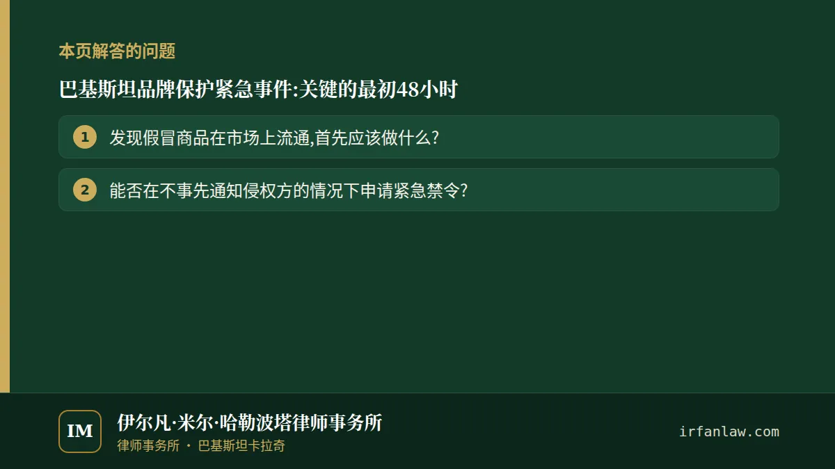 巴基斯坦品牌保护紧急事件:解答2个常见问题,例如“发现假冒商品在市场上流通,首先应该做什么?”
