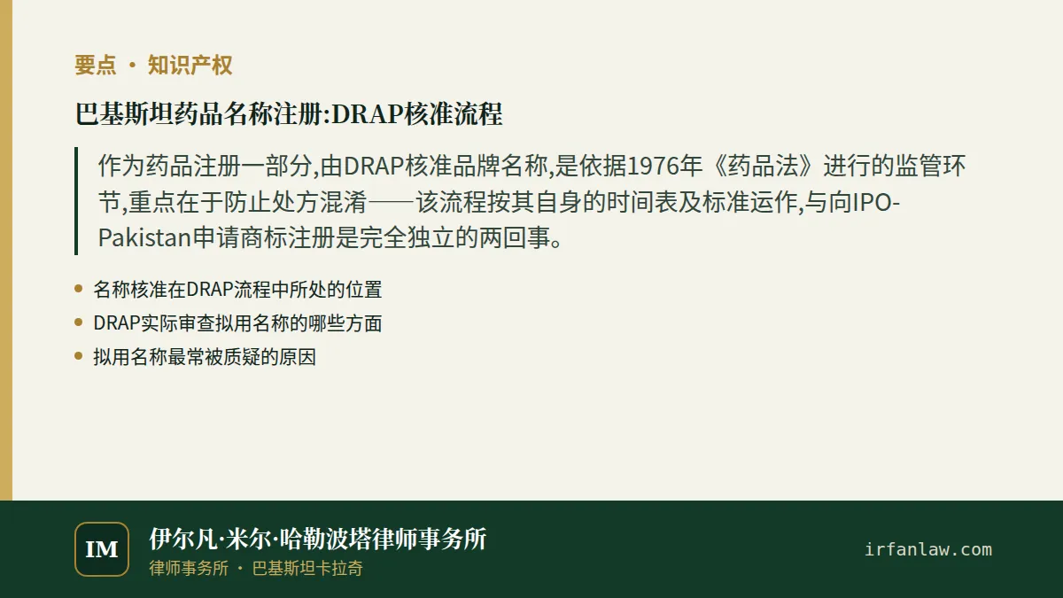 巴基斯坦药品名称注册:要点摘要