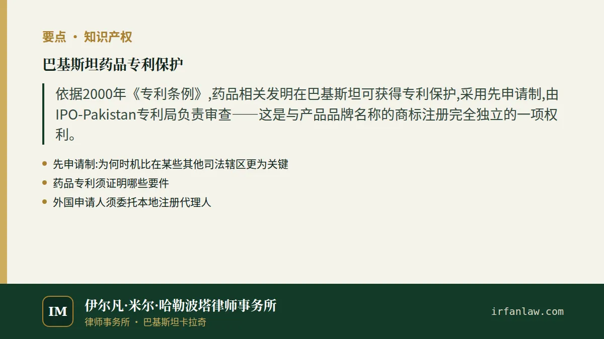 巴基斯坦药品专利保护:要点摘要