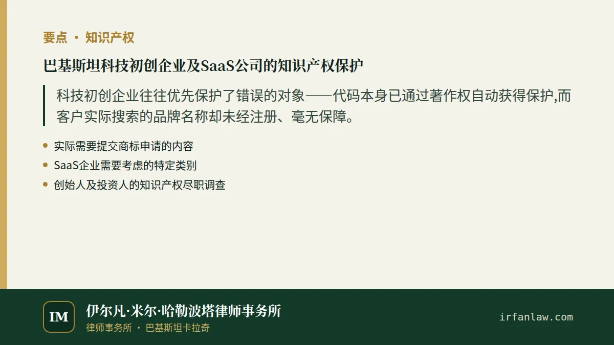 巴基斯坦科技初创企业及SaaS公司的知识产权保护:要点摘要