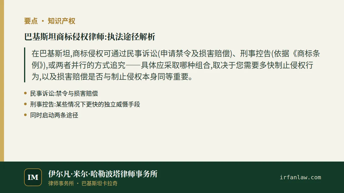 巴基斯坦商标侵权律师:要点摘要